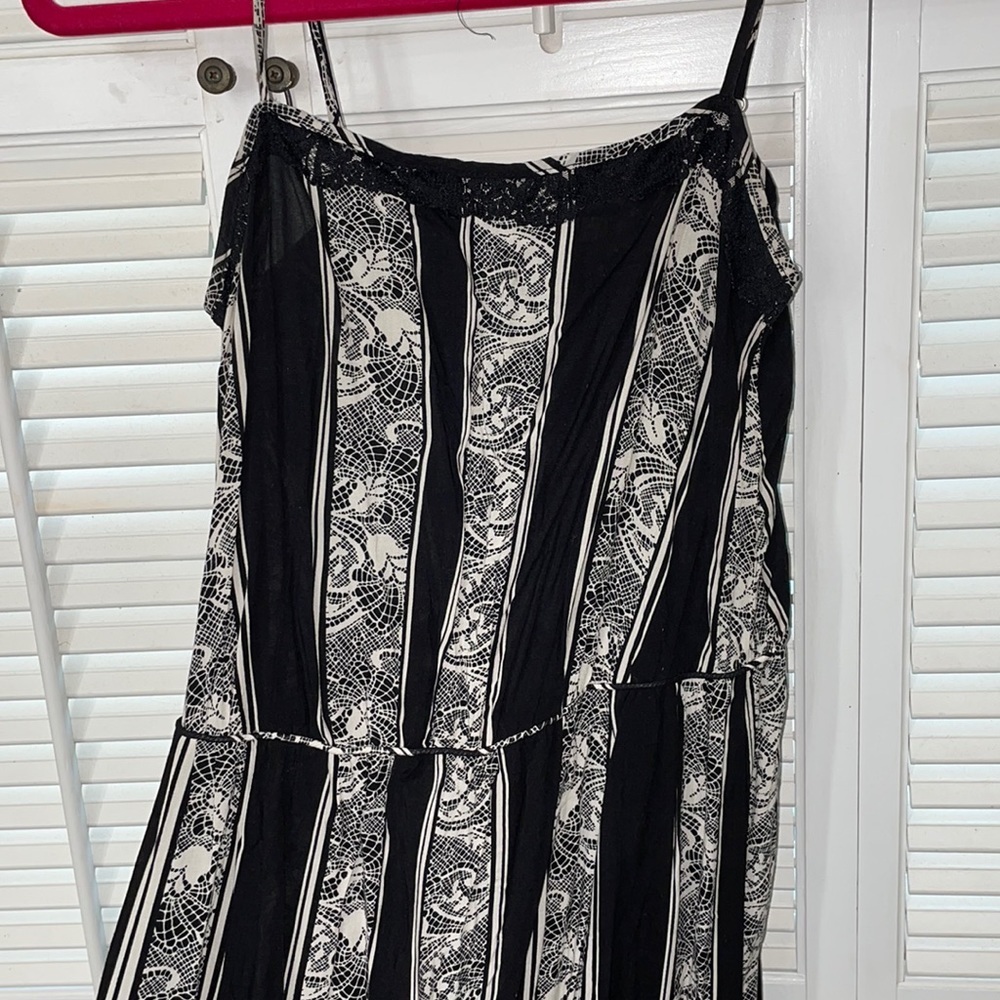 Frenchi lace print midi romantic dress stripe